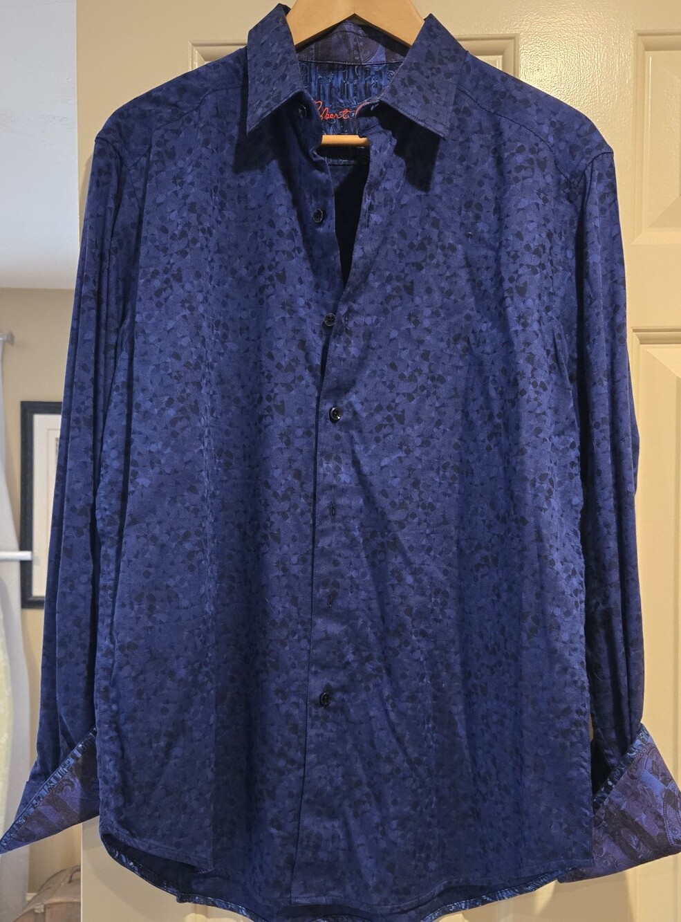 Robert Graham Men's Blue Patterned Long-Sleeve Dress Shirt
